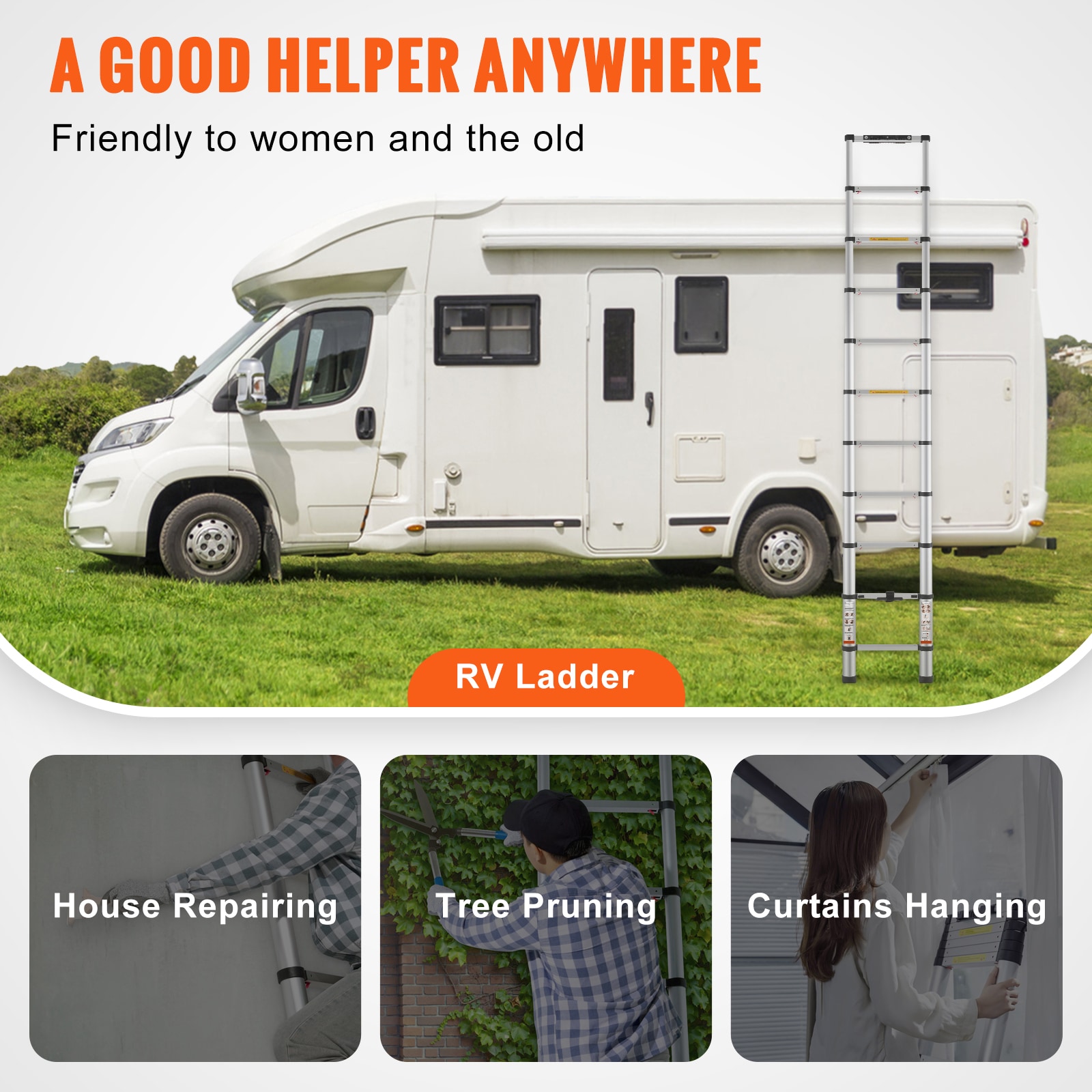 Telescopic Ladder Aluminium Extension Multi-purpose Portable_voghion.com